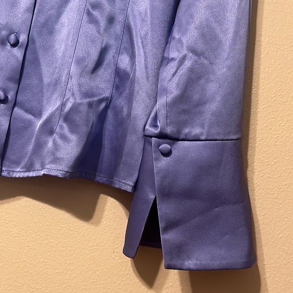 Reformation Samara Satin Shirt in Jacaranda - Picture 8 of 12